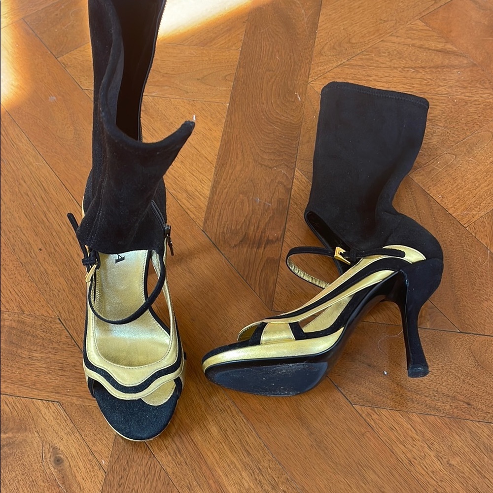 Prada Gold & Suede heels